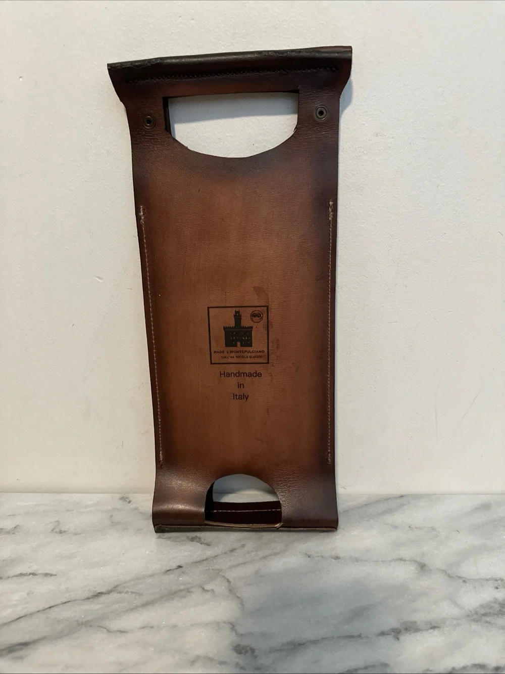 Manicomio Italia Leather Wine Bottle Carrier Non Siamo Gente Normale Tuscany